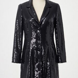 ZARA Black Sequin Blazer Dress Coat – NWT – XS – Party / Holiday Statement